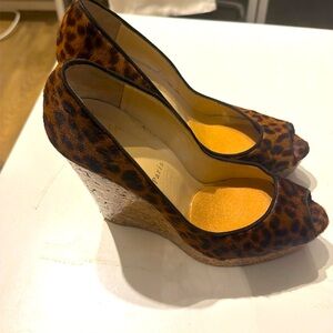Christian Louboutin Leopard pony hair wedge